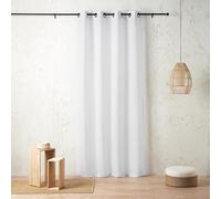 LINDER voilage uni flammé - Tissé et teint en France - Style Naturel authentique - Coloris Blanc Optique - Finition œillets canon de fusil - 145x240cm - 79% polyester 21% lin - Collection Philippine