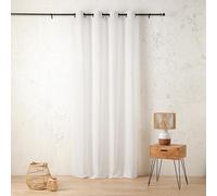 LINDER Voilage uni - Tissé et Teint en France - Style Naturel - Coloris Blanc Pur - Finition œillets Canon de Fusil - Dimensions 160x260cm - 60% Polyester 40% Coton - Collection Cotelia