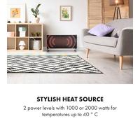 Convecteur - Klarstein Lindholm - 2 puissances de chauffages 1000W - 2000W - Panneau de commande tactile - Noir