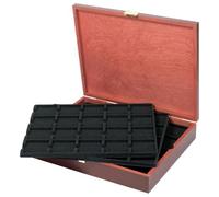 LINDNER Coffret numismatique Bois Massif pour 100 étuis numismatiques 50x50 mm/Capsules CARRÉE/Capsules OCTO - ÉDITION SPÉCIALE