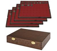 LINDNER Coffret numismatique en Bois Massif avec 4 Plateaux pour 216 Monnaies de Ø 25,75 mm - par ex. pour Monnaies 2 Euro - ÉDITION SPÉCIALE