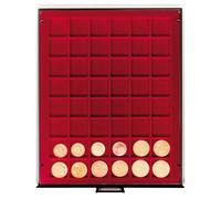 LINDNER Das Original Box Monnaies FUMÉ à 48 alvéoles carrés pour Monnaies/Capsules jusqu'à Ø 30 mm