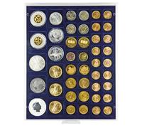 LINDNER Das Original Box Monnaies Marine à 45 alvéoles carrés pour Monnaies pour Monnaies/Capsules jusqu'à Ø 24, 28, 39 et 44 mm