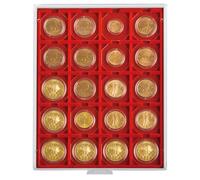 LINDNER Das Original Box Monnaies Standard à 20 alvéoles carrés pour étuis numismatiques 50x50 mm/Capsules CARRÉE/OCTO