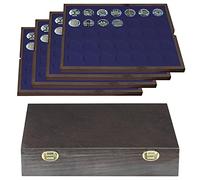 LINDNER Das Original Coffret en Bois Massif Carus avec 4 Plateaux pour 140 Monnaies de Ø 32,5 mm, par ex. pour 20 Euro-/10 Euro-Allemagne en Argent