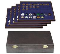 LINDNER Das Original Coffret en Bois Massif Carus avec 4 Plateaux pour 192 Monnaies/Capsules jusqu'à Ø 30 mm ou Capsules de Champagne