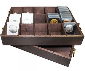 LINDNER Das Original Coffret en Bois pour étuis numismatiques 50x50 mm, Capsules CARRÉE, étuis numismatiques Rebeck Coin L