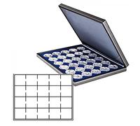 LINDNER Das Original Coffret numismatique NERA M avec Plateau Bleu foncé pour étuis numismatiques 50x50 mm/Capsules CARRÉE/Capsules OCTO