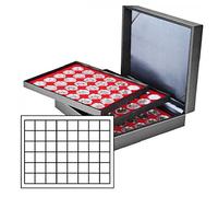 LINDNER Das Original Coffret numismatique NERA XL avec 3 Plateaux Rouge Vif pour 144 Monnaies/Capsules jusqu'à Ø 30 mm ou Capsules de Champagne