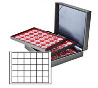 LINDNER Das Original Coffret numismatique NERA XL avec 3 Plateaux Rouge Vif pour 90 Monnaies/Capsules jusqu'à Ø 38 mm