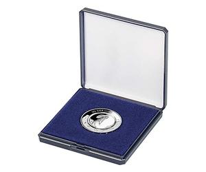 LINDNER Das Original Écrin avec intérieur à mémoire de Forme pour Monnaies jusqu'à Ø 50 mm, Bleu