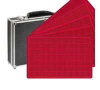 LINDNER Das Original Grande Valise numismatique de Collection avec 8 Plateaux Rouges en 5 Variantes différentes, pour 355 Monnaies
