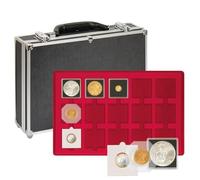 LINDNER Das Original Grande Valise numismatique de Collection avec 8 Plateaux Rouges pour 120 Cartons numismatiques 50x50 mm