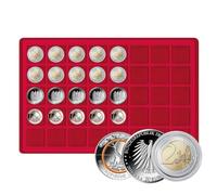 LINDNER Das Original Plateau pour 40 Monnaies jusqu'à 34 mm Ø, Rouge