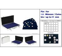 LINDNER-S2340M-120-Valise Monnaies ALU 5 Tableaux 2329 24 Bleu 45 mm