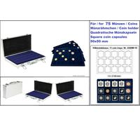 LINDNER-S2340M-75 VALISE MONNAIES ALU 5 TABLEAUX 2329-24 BLEU Pour 75