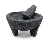 Lindo Brand, Ensemble mortier et pilon pour mélanger les bols, hachoir à ail, broyeur à pilules et moulin à épices Molcajete 15,2 cm, noir