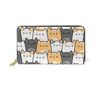 Lindo Fat Cute Kitty Cat Portefeuille Zipper Long Bourse en Cuir Véritable avec Titulaire de la Carte de Crédit pour Téléphone Femmes Fille Hommes