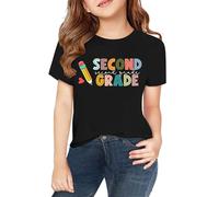 LindoMaker Chemise cinquième jour d'école pour fille - T-shirt pré-K amusant à manches courtes - Couleur unie - Léger - Pour la rentrée scolaire - Vêtements préscolaires, b-noir, 12-13 ans