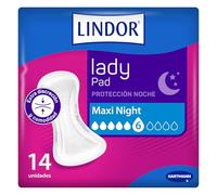 Lindor Lady Lot de 14 serviettes hygiéniques pour femme avec perte d'urine, maxi nuit, protections et absorbants pour incontinence