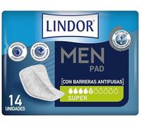 Lindor Lot de 14 protections pour hommes souffrant de perte d'urine, super compresses et absorbants pour incontinence