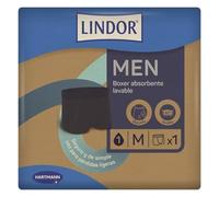 LINDOR MEN Boxer absorbant l'incontinence, boxers protecteurs contre les gouttes et les pertes, taille M, lavables à 60 °C, sans biocides, certifié Oeko-Tex, passe au sèche-linge, noir