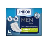 Lindor Serviettes d'incontinence pour homme Men Pad Super Coupe en V 5 gouttes 14 serviettes