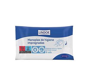 Lindor Skin Moufles Dermo Protectrices, Douces, Avec Lotion Non Clarifiée, pH Équilibré, Panthénol et Aloe Barbadenses, 8 unités