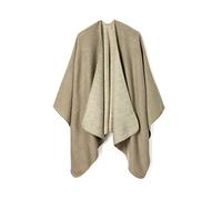Lindoro Cape de poncho châle ouvert sur le devant pour femme, couleur unie, Cardigan d'hiver chaud chandails pashmina châle, Beige/Gris Clair