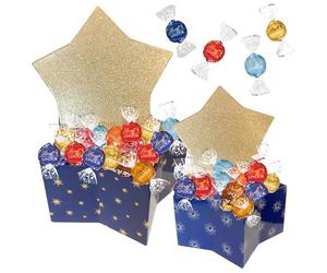 LINDT | 2 Assortiments de 25+15 Chocolats LINDOR aux saveurs Originales et Exclusives dans un Coffret étoile | Cadeau Original Prêt à Offrir pour Noël, une Fête, un Anniversaire