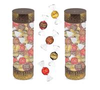 LINDT | 2 Tubes garnis de 25 chocolats LINDOR : Assortiment gourmand 5 variétés (Blanc, Lait, Noir ) - 2x310g pour Noël