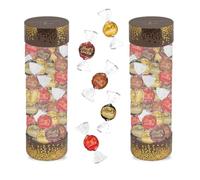 LINDT | 2 Tubes garnis de 25 chocolats LINDOR : Assortiment gourmand 5 variétés (Blanc, Lait, Noisette, Double Chocolat, Noir 70%) - 2x310g | Coffret cadeau chocolat pour Noël