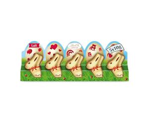 Lindt - Barette de 5 Mini-moulages LAPIN OR - Chocolat au Lait - Idéal pour Pâques, 5x10g