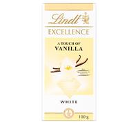 Lindt Barre de chocolat blanc Excellence avec une touche de vanille de Madagascar, 100 g