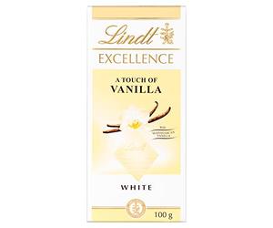 Lindt Barre de chocolat blanc Excellence avec une touche de vanille de Madagascar, 100 g
