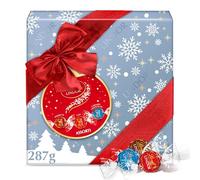 Lindt - Boîte Cadeau LINDOR - Assortiment de Chocolats au Lait, Noisettes, Caramel Pointe de Sel - Cœur fondant - Idéal pour Noël, 287g