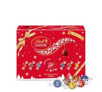 Lindt - Boîte Cadeau LINDOR - Fourreau Noël - Assortiment de Chocolat au Lait, Noir 45 purcent, Blanc, Noisette, Cœur Blanc, Double Chocolat - Cœur Fondant, 930g