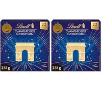 Lindt - Boîte CHAMPS-ÉLYSÉES Édition Arc Assorti - Assortiment de Chocolats au Lait, Noirs et Blancs - Pralinés, Croustillants et Onctueux - Idéal pour Noël, 231g (Lot de 2)