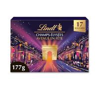 Lindt - Boîte CHAMPS-ÉLYSÉES Édition Avenue en Fête - Assortiment de Chocolats au Lait, Noirs et Blancs - Pralinés, Croustillants et Onctueux - Idéal pour Noël, 177g