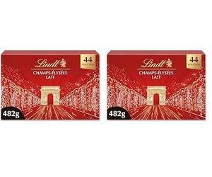 Lindt - Boîte CHAMPS-ÉLYSÉES Lait - Assortiment de Chocolats au Lait - Pralinés, Croustillants et Onctueux - Idéal pour Noël, 482g (Lot de 2)