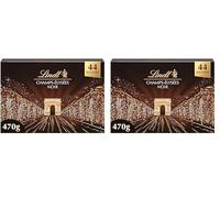 Lindt - Boîte CHAMPS-ÉLYSÉES Noir - Assortiment de Chocolats Noirs - Pralinés, Croustillants et Onctueux - Idéal pour Noël, 470g (Lot de 2)