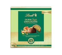 Lindt Boîte DUBAÏ STYLE CHOCOLATE Chocolat Lait Pistache Kadaïf 90g | Chocolat Lait • Bouchées • Fondant • Harmonie parfaite • Gourmand • Pistache • Kadaïf • Moment de plaisir.