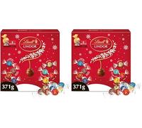 Lindt - Boîte Partage LINDOR - Assortiment de Chocolats au Lait, Blancs, Noir 70%, Noix de Coco, Double Chocolat, Caramel Pointe de Sel, Noisettes et Noir 45% - Cœur fondant - Idéal pour Noël, 371g