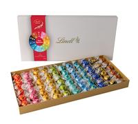 Lindt Boîte Rainbow - Assortiment en papillotte boules de chocolat au lait, noisette, praliné et noir - 825 g