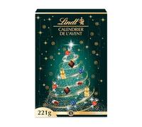 Lindt - Calendrier de l'Avent - Assortiment de Chocolats au Lait, Noirs et Blancs - Idéal pour Noël, 221g