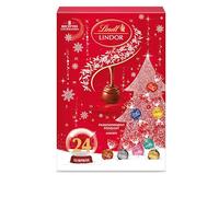 Lindt - Calendrier de l'Avent LINDOR - Assortiment de Chocolats au Lait,Noir 45%, Noir 60%, Noir 70%, Blanc, Coco, Noisettes - Idéal pour Noël, 312g