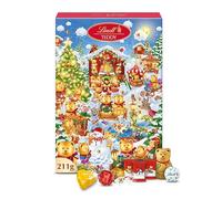 Lindt - Calendrier de l'Avent TEDDY - Assortiment de Chocolats au Lait et Blancs - Idéal pour Noël, 211g
