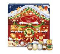Lindt - Calendrier de l'Avent TEDDY - Assortiment de Chocolats au Lait - Idéal pour Noël, 124g