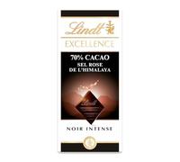 LINDT - Choco Noir Intense 70% au Sel Rose de l'Himalaya, Saveur Unique et Raffinée (100g) - Le Lot De 4