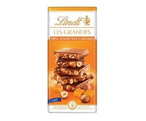 Lindt Chocolat au lait 38% noisettes caramel - Les Grandes - La tablette de 150 g
